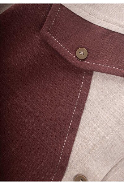 Cigit Cămașă de in două culori 2-7 ani Natural-Prune