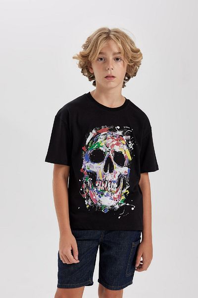 DeFacto Boys Oversize Wide Fit Crew Neck Printed Short Sleeve T-Shirt C6281A824Hs
