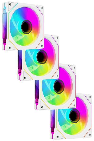 Rampage 7C-120B 120*120*25mm Double Ring Mirrored Argb White Set of 4 Case Fan Set