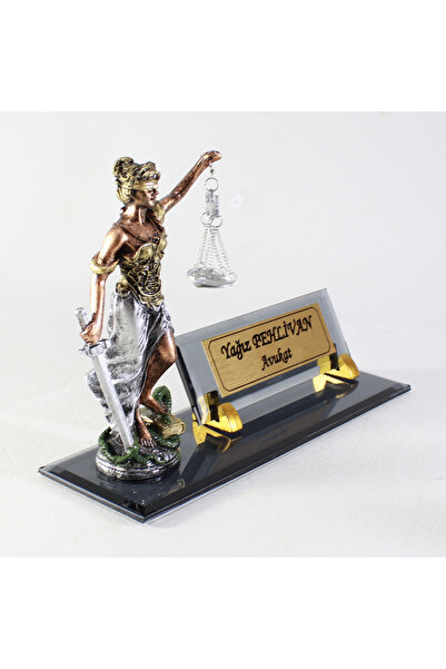 Art Online Hakim Savcı Avukat Zabıt Katibi SMMM Cam Krom Terazili Masa Isimliği