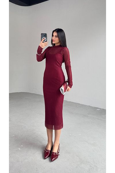 Cappmoda ELB-01751 Μακρύ φόρεμα με διάφανο λουράκι με επένδυση