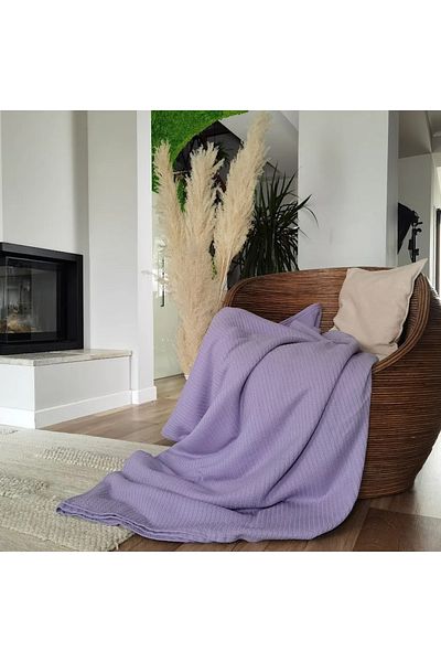Kotonia Home - Pique Blanket, 220x240 Cm, 100% Cotton, Lilac