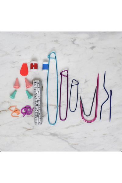 Skc Knitting Kit, Knitting Kit Hairpin, Buttonhole Marker, Tape Measure, Thread Threader Set