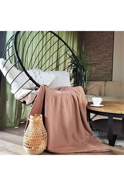 Kotonia Home - Pătură pique, 220x240 cm, 100% bumbac, cacao