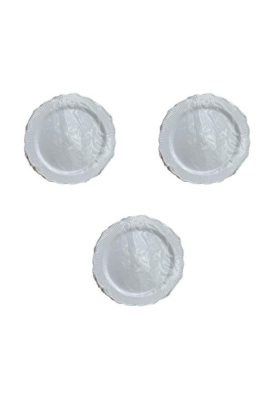 omeyva Parti Davet Piknik Doğum Günü Sert Plastik Mika Tabak - Beyaz - 18 Cm....