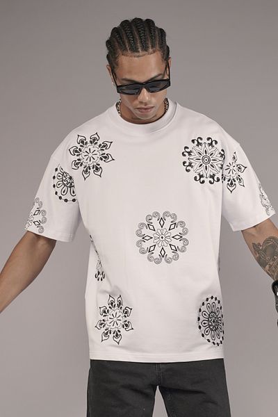 Butik TREND WE Κέντημα με λαιμόκοψη με 2 νήματα υπερμεγέθη μπλουζάκι
