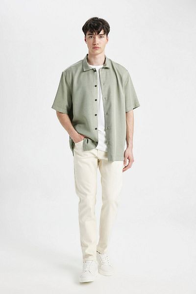 DeFacto Relax Fit Summer Polo γιακά Βαμβακερό κοντομάνικο πουκάμισο C7394ax24sm