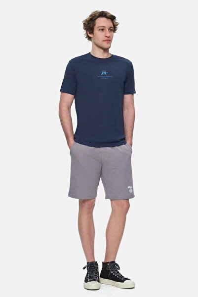 UCLA Ανδρικό μπλουζάκι FABIO Navy Blue Crew Neck με στάνταρ εφαρμογή