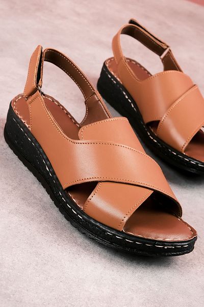 Lal Shoes & Bags Sandale Rough pentru damă cu velcro încrucișat-brun
