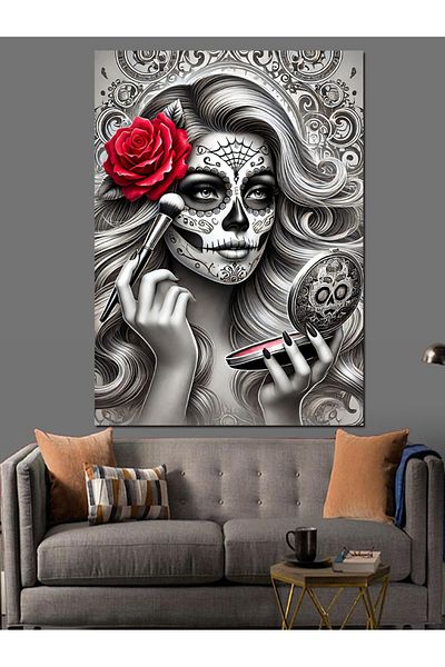 Tablomega Portrait of La Catrina Woman Decorative Canvas - Mdf Wooden Painting