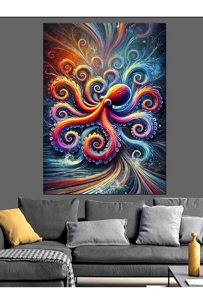 Tablomega Pânză decorativă cu abstracție în spirală de caracatiță colorată - pictură din lemn MDF
