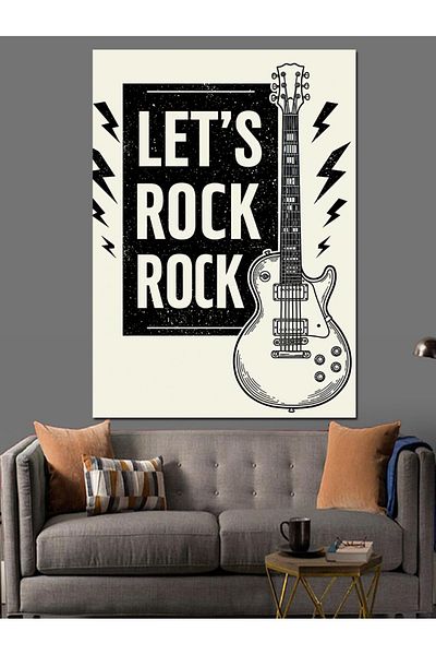 Tablomega Let's Rock Guitar Poster Canvas Decorativ - MDF Lemn Pictat