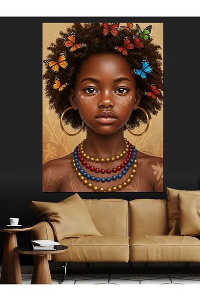 Tablomega Portrait of African Young Girl Decorative Canvas - Mdf Wooden Painting