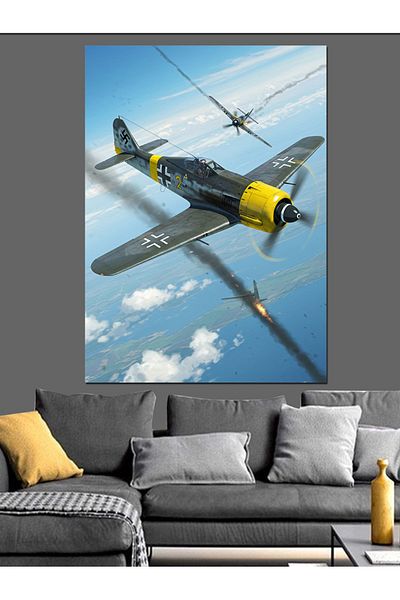 Tablomega Fighter Plane in the Sky Decorative Canvas - Mdf Wooden Painting