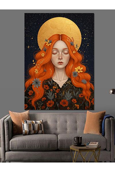 Tablomega Portret de femeie cu păr roșu Pânză decorativă - Lemn MDF