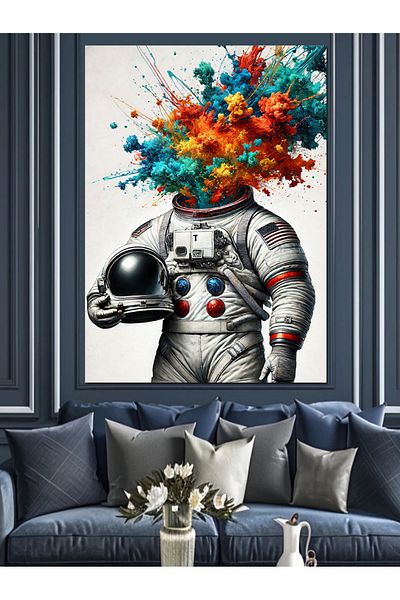 Tablomega Pânză decorativă cu figurină astronaut - MDF Lemn