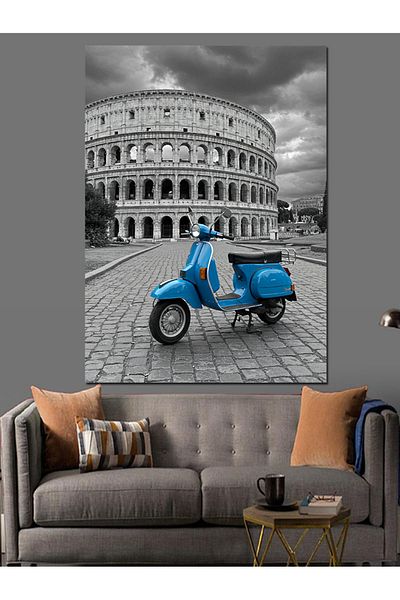 Tablomega Roman Colosseum and Motorcycle Decorative Canvas - Mdf Wooden Painting