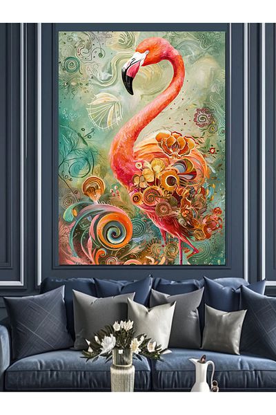 Tablomega Pânză decorativă Flamingo de primăvară - Lemn MDF