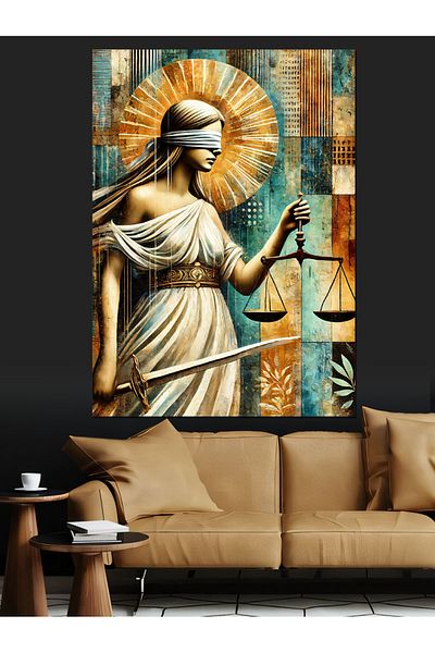 Tablomega Justice Woman Pattern Decorative Canvas - Mdf Wooden Painting