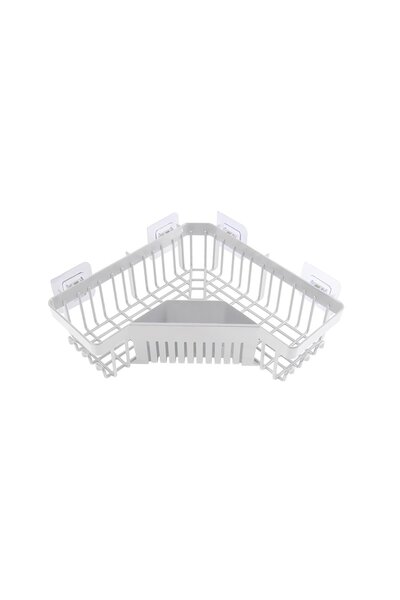 Herevin Beyaz Duş - Banyo Köşe Rafı 25 cm x 25,5 cm h: 7,8 cm (Yapışkan Hediy...