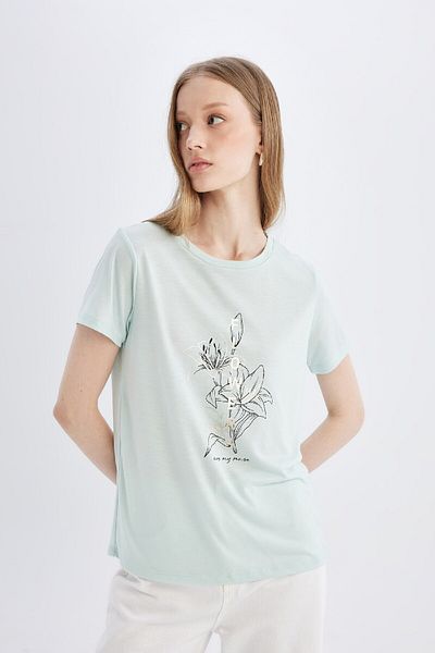 DeFacto Regular Fit Crew Neck Printed Short Sleeve T-Shirt C9420Ax24Sm