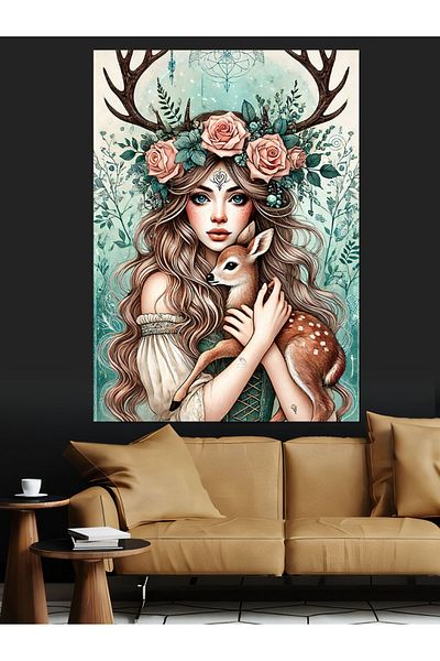 Tablomega Pânză decorativă pentru femei Floral Deer - Lemn MDF