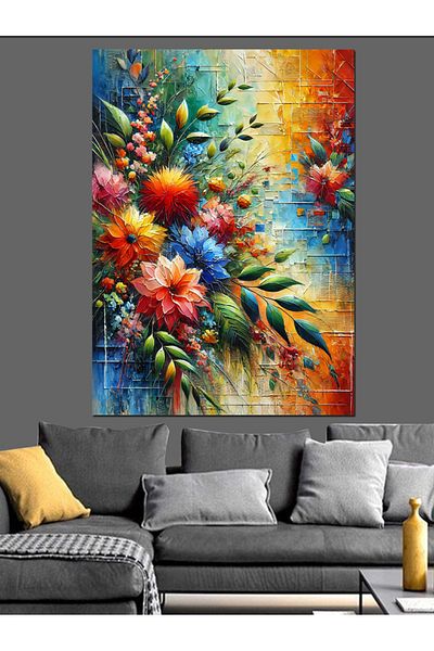 Tablomega Colorful Flower Bouquet Decorative Canvas - Mdf Wooden Painting