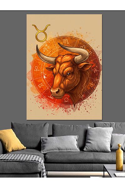 Tablomega Poster Taur Canvas Decorativ - Pictură Lemn MDF
