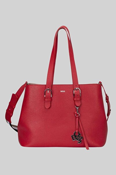 BOSS Kadın Scarlet Deri Alışveriş Çantası Turuncu