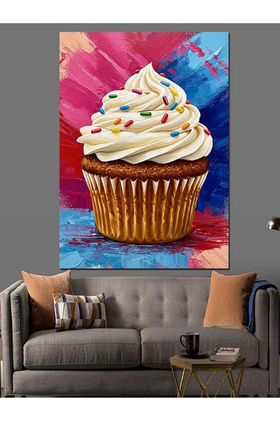 Tablomega Pânză decorativă cu desen de cupcake colorat - MDF Lemn