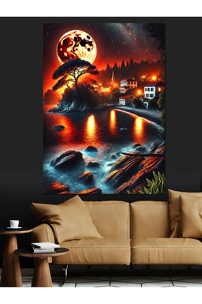 Tablomega Pânză decorativă Red Lake Sunset - Lemn MDF