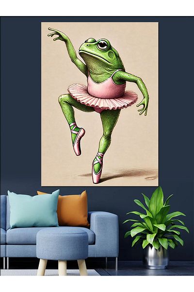 Tablomega Ballerina Frog Drawing Decorative Canvas - Mdf Wooden Painting