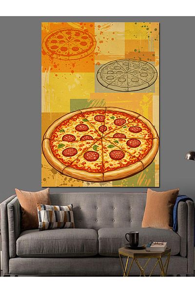Tablomega Pizza Slice și Canvas Decorativă Abordare Artistică - Pictură din Lemn MDF