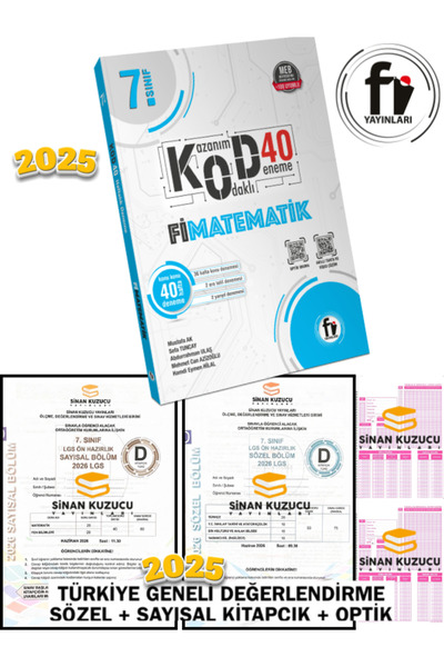 Fi Yayınları 7.SINIF MATEMATİK KOD40 DENEME - Sinan Kuzucu Türkiye Geneli Deneme Sına 2025