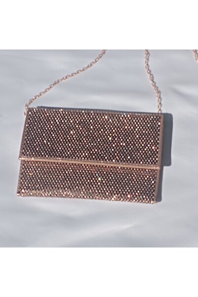 Şarra Gossi Sarı Abiye Çanta Altın Abiye Çanta Cam Taşlı Gece Çantası Portföy Gold Abiye