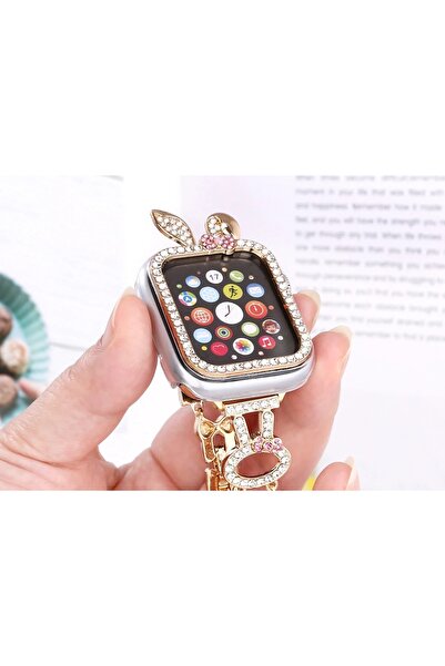 Alstrap Apple Watch 11-10 46mm Uyumlu Figürlü Zarif Taşlı Kasa Koruyucu