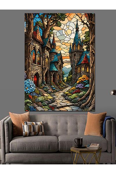 Tablomega Home and Flowers Surrealist Decorative Canvas - Mdf Wooden Painting