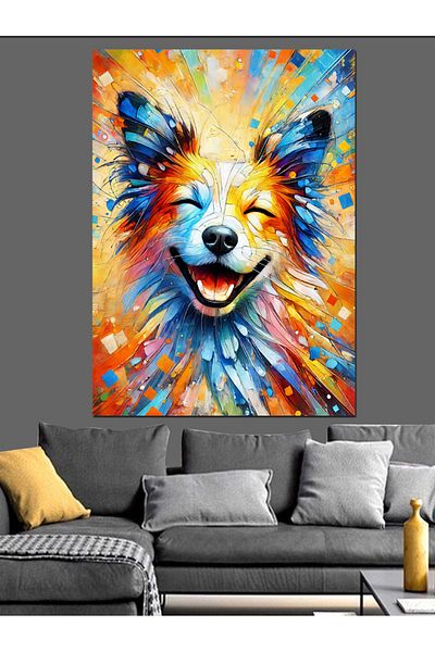 Tablomega Pânză decorativă Colorful Dog and Energy Explosion - MDF Wood Table