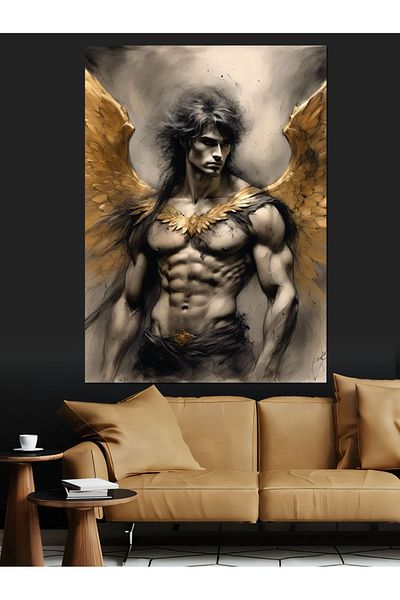 Tablomega Angel Wings Muscular Man Decorative Canvas - Mdf Wooden Painting