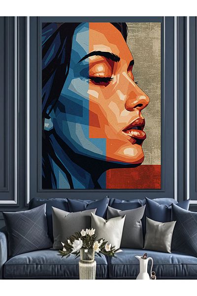 Tablomega Modern Woman Portrait Decorative Canvas - Mdf Wood Table