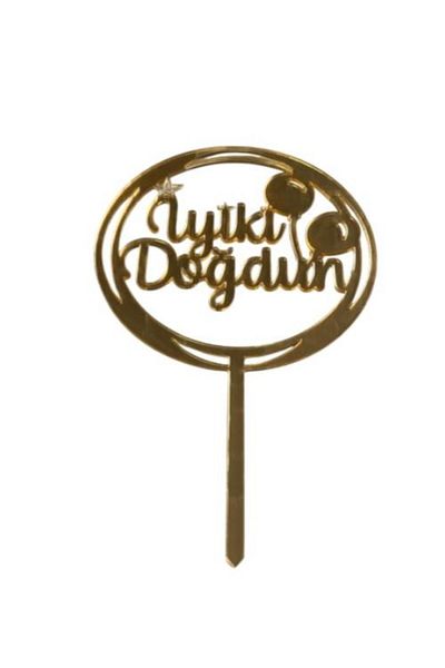 Pastaland Iyiki cu balon - La mulți ani scris în oglindă din plexiglas auriu