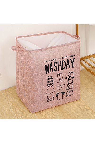 Flippy Wash Day Storage Basket, , Open, 72 L, Textile, 30x40x60 Cm, Printed, Pink