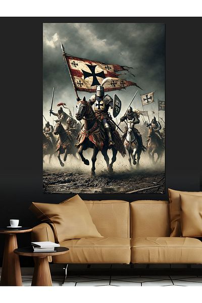 Tablomega Medieval Knights and War Decorative Canvas - Mdf Wooden Painting