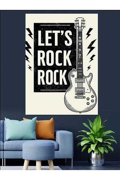 Tablomega Let's Rock Guitar Poster Canvas Decorativ - MDF Lemn Pictat