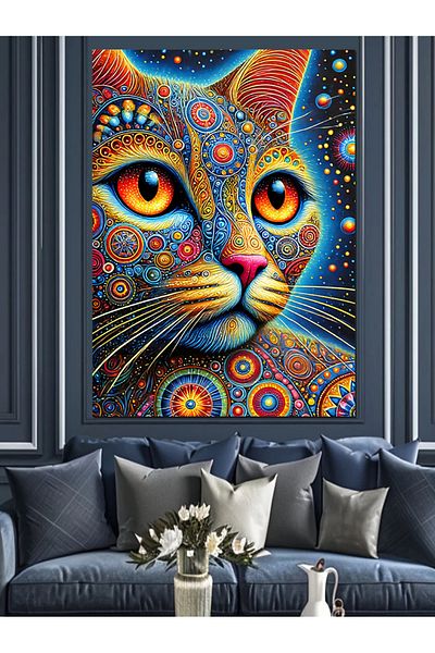 Tablomega Colorful Cat Eyes Decorative Canvas - Mdf Wooden Painting