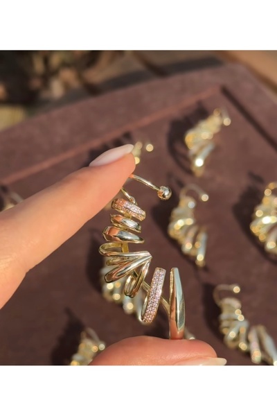 mibrillo Vip Marka Muadili Çoklu Görünümlü Kıkırdak Küpe Earcuff