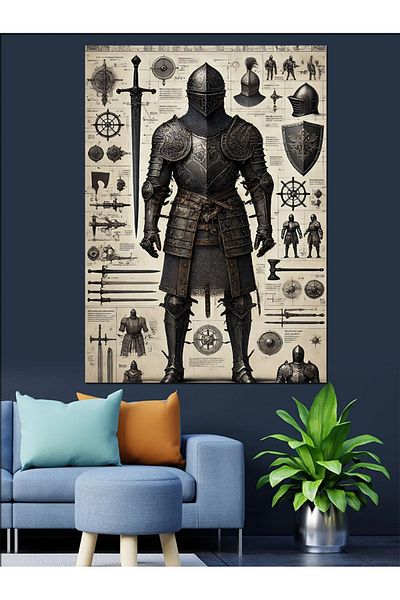 Tablomega Pânză decorativă Medieval Armored Warrior - Lemn MDF