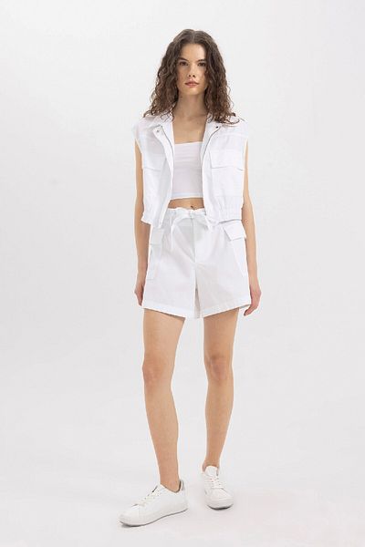 DeFacto Popeline-Paperbag-Shorts mit weitem Bein und hoher Taille - C9234AX24SM