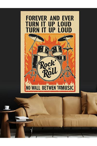 Tablomega Διακοσμητικός καμβάς με πανό Rock'n Roll - Ξύλινος πίνακας MDF