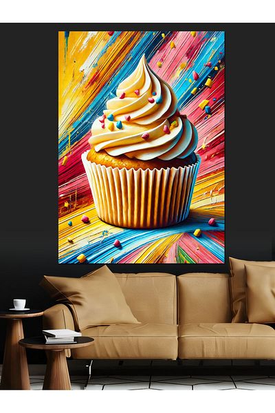 Tablomega Pânză decorativă pentru cupcake dulce colorată - MDF Lemn